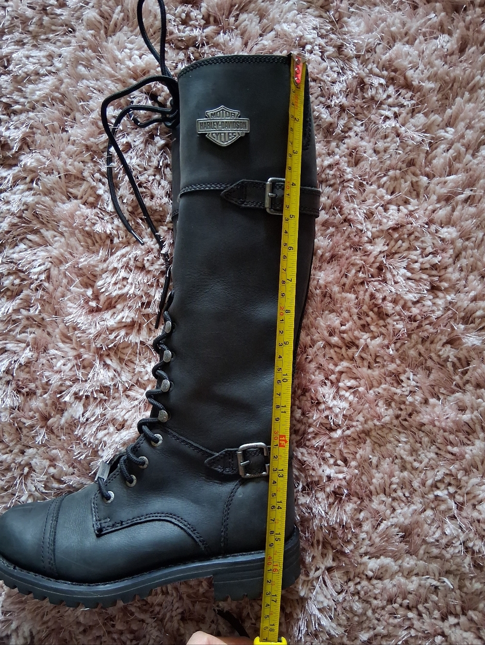 Harley-Davidson Women’s Knee High Leather Biker Boots Lace Up Zip Size 8 - Picture 9 of 9